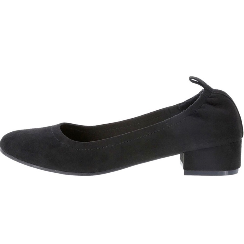 Brash black faux suede block heels sz 11W NWT